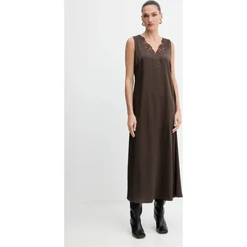 Dámské šaty Šaty Weekend Max Mara CANOSSA hnědá barva, maxi, 2525226011600 89X, vel. 36