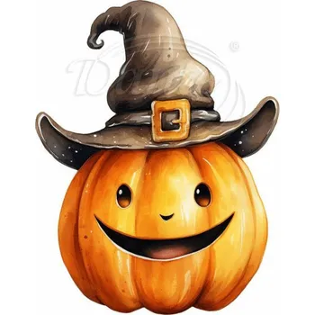 Textilní nažehlovací páska Dante Nažehlovačka Dýně halloween s kloboukem - 12 x 11 cm