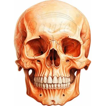 Textilní nažehlovací páska Dante Nažehlovačka Lebka oranžová - 9 x 12 cm