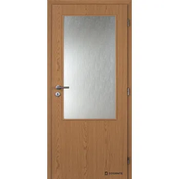 Interiérové dveře DOORNITE Dveře falcové fólie, dub, 2/3, sklo kůra čirá, dozický zámek Šířka: 70, Orientace: pravá, Výplň: voština