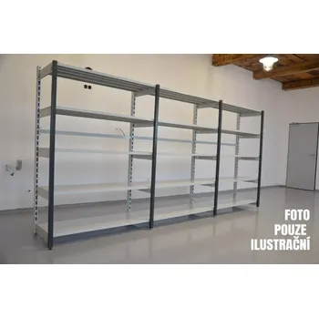 regál Regál jednostranný kovový – 190 × 1625 × 59 cm – 5 polic – bez zad – barvený pozink – samonosný – vysoká nosnost – Linde