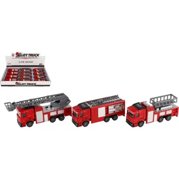 Hračka pro nejmenší Auto hasiči plast 13-16cm na zpětné natažení 3 druhy - mix variant či barev