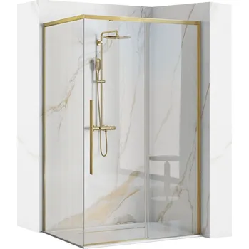 Rea Solar, sprchový kout s posuvnými dveřmi 120(dveře) x 90(stěna) x 195 cm, 6mm čiré sklo, zlatý matný profil, REA-K9511