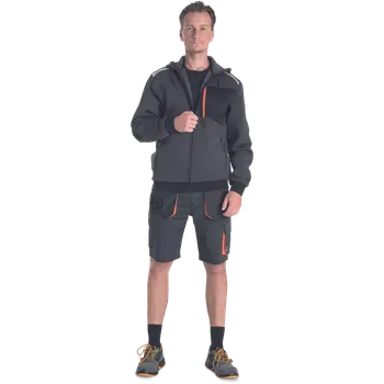 Pánská mikina Mikina pánská s kapucí EMERTON STR, barva šedá/oranžová, vel. XL