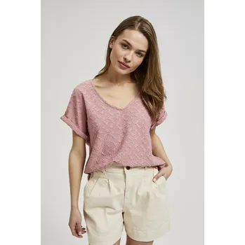 Dámské tričko MOODO - pudrově růžová Marisse krémová | růžová 2714797