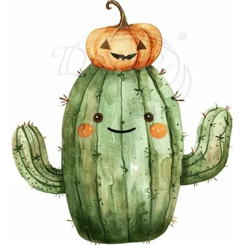 Textilní nažehlovací páska Dante Nažehlovačka Kaktus Halloween - 10 x 12 cm