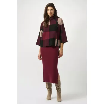 Dámský svetr JOSEPH RIBKOFF dámský svetr vínový pletený barevné kostky