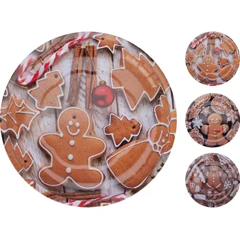 Vánoční dekorace talíř plechový pr.26cm VÁNOČNÍ mix