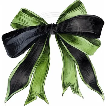 Textilní nažehlovací páska Dante Nažehlovačka Mašle zeleno černá - 5,5 x 6 cm