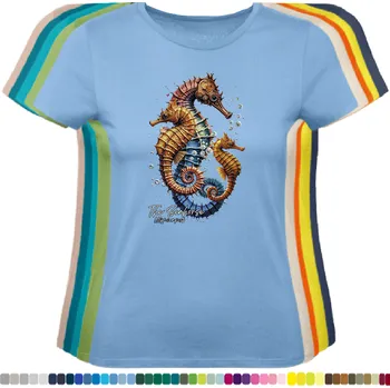 Dámské tričko damske-levne-bavlnene-tricko-digitalni-potisk-morsky-konik Barva: Sky blue - nebesky modrá, velikost: XL