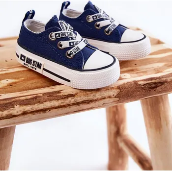 Chlapecké tenisky BIG STAR SHOES Dětské látkové tenisky BIG STAR BIG STAR SHOES modrá | bílá | šedá 2000566