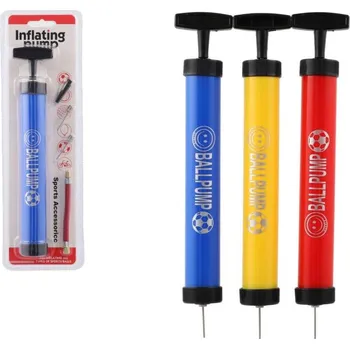 pumpička Pumpička na míče ruční plast 28cm s kovovými hroty 3 barvy na kartě - mix variant či barev