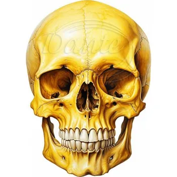 Textilní nažehlovací páska Dante Nažehlovačka Lebka žlutá - 4 x 6 cm