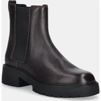 Dámská obuv Kožené kotníkové boty Calvin Klein CHUNKY CHELSEA BOOT LTH YW0YW02072 burgundské 93X, EUR 36
