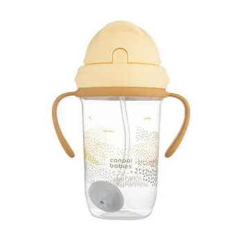 dětská jídelní sada CANPOL 56/620_bei Kubek niekapek z rurką i odważnikiem 270 ml MOUNTAINS