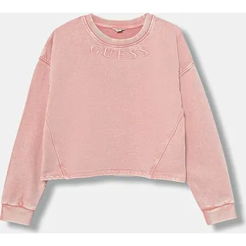 Chlapecká mikina Dětská bavlněná mikina Guess růžová barva, s aplikací, J5BQ22 KAV34 J5BQ22.KAV34.9BYA 03X, vel. 158-166