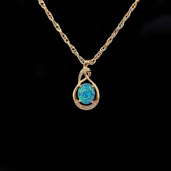 Náhrdelník Náhrdelník z pozlacené chirurgické oceli s modrým syntetickým opálem č. 1745 (25C30-4)