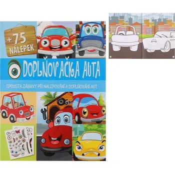 Samolepící dekorace Pracovní sešit se samolepkami Doplňovačka auta + 75 nálepek CZ verze 21x28cm