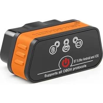Pomůcka pro obuv a oblečení Konnwei ELM327 V1.5 Bluetooth 5.0 OBD2 skener Diagnostická čtečka kódů OBDII Auto diagnostika pro Android iOS čtení a mazání chyb oranžová