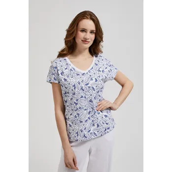Dámské tričko MOODO - bílá Marisse modrá | bílá 2724183
