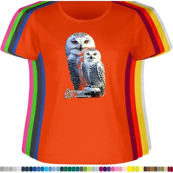 Dámské tričko damske-levne-bavlnene-tricko-digitalni-potisk-sovice-snezni Barva: Orange - pomerančová, velikost: XXL