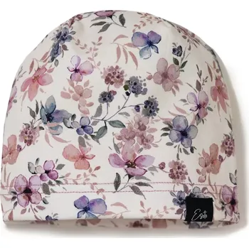 Čepice ESITO | Jarní čepice Violet flowers Cream - smetanová / 48