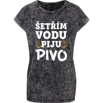 Dámské tričko Dámské tričko Acid wash Šetřím vodu Velikost: 5XL, Barva trička: Tmavě šedá