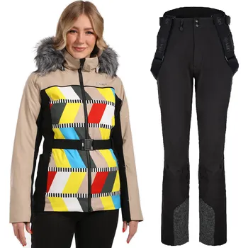 Dámská bunda Dámský lyžařský komplet Clair BEG 34 + Rhea BLK 34