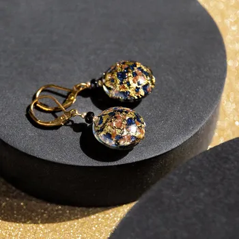 Náušnice Lampglas Náušnice Noir Luxe s 24karátovým zlatem v perlách Lampglas Materiál zapínání náušnic: pozlacené stříbro Ag 925/1000