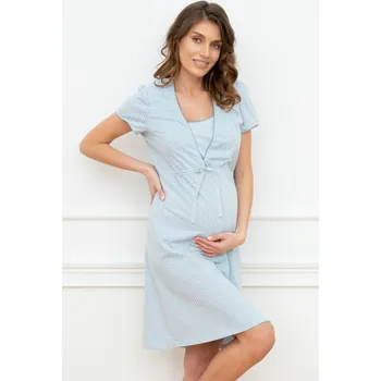 Těhotenské noční prádlo Bavlněná těhotenská noční košile Felicita modrá M
