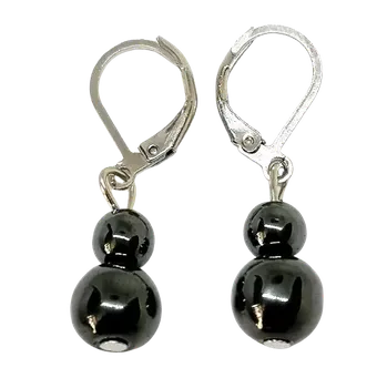 Náušnice Náušnice z kuliček hematitu s chirurgickou ocelí