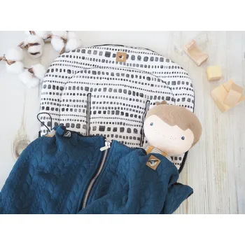 SET Podložka prodloužená (Squares, černý fleece) + copánková deka (petrol, černý fleece)