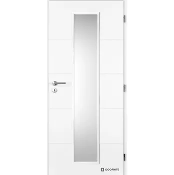 Interiérové dveře Dveře falcové lakované bílá Doornite 1, Quatro Linea, sklo satinované, dozický zámek Šířka: 90, Orientace: pravá, Výplň: voština