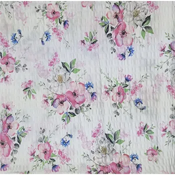 Povlak na polštářek Dekorační krepový povlak na polštářek 40x40 - Květy jabloní na bílém