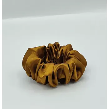 Saténová Scrunchie gumička bronzová L