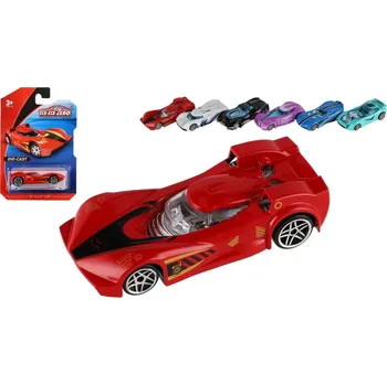 Hračka Auto sportovní kov/plast 8cm na volný chod mix druhů na kartě 11x16,5cm - mix variant či barev