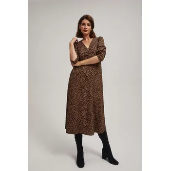 Dámské šaty Midi šaty s leopardím vzorem Moodo černá | hnědá 2479664