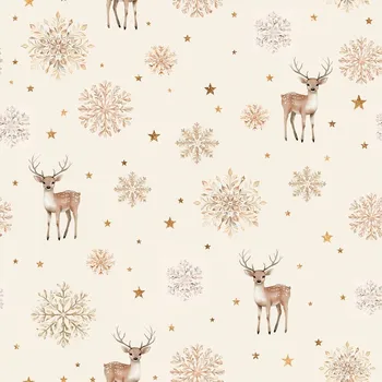 JELONKI, ZIMNÍ PŘÍBĚH Dekorační látka NINA VODĚODOLNÁ, 160 cm, béžová