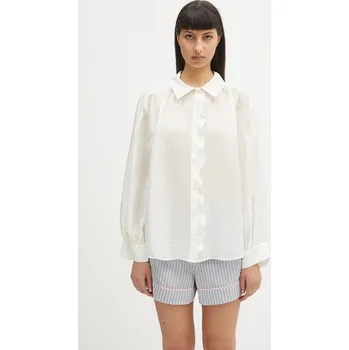 Dámská košile Košile Samsoe Samsoe Sathistle dámská, béžová barva, relaxed, s klasickým límcem, F25100022 01X, vel. S