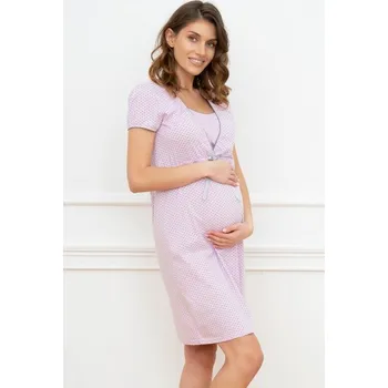 Těhotenské noční prádlo Bavlněná těhotenská noční košile Felicita růžová L