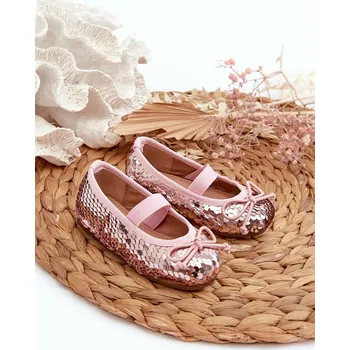 Dívčí baleríny Boto Dětské lodičky zdobené flitry růžové Weries Boto bílá | hnědá | růžová 2836614