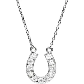 Náhrdelník Argento 92002 Stříbrný náhrdelník - podkova, čiré kulaté zirkony, délka 43 až 46 cm
