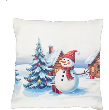Povlak na dekorativní polštářek Vánoční povlak na polštář 40x40 na zip velur - Sněhulák