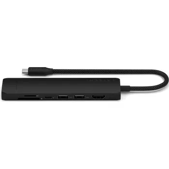USB hub Satechi 7v1 USB-C Slim Multiport adaptér s Ethernetem - Černý