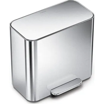 Odpadkový koš Simplehuman pedálový odpadkový koš na tříděný odpad DUAL MINI, 15 L, nerezová ocel