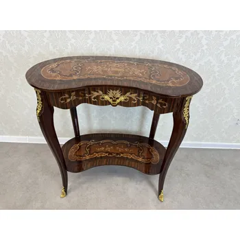 Konzolový stolek Intarzovaná dvouúrovňová konzole s kováním, cena za ks