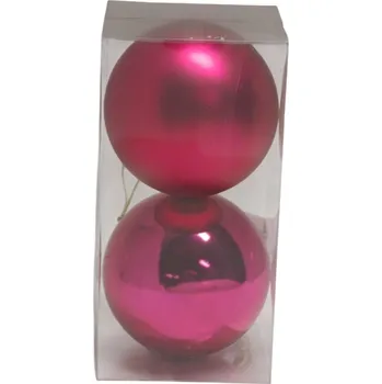 Vánoční dekorace Vánoční koule velká tmavě růžová 2ks