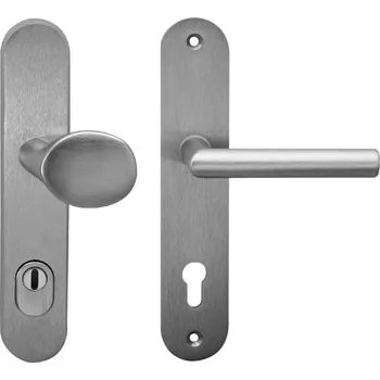 Dveřní kování COBRA spol. s r.o. Kování bezpečnostní štítové EVA elox klika/madlo, štít oválný cylindrický s překrytkou Rozteč: 90 mm