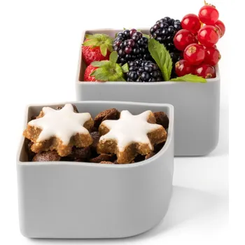 Svačinový box Lekkabox silikonové boxy Base bento na svačinu 2 ks - Stone