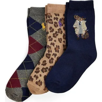 Dětské ponožky Polo Ralph Lauren 3-pack 447P03258001 námořnická modř 59X, vel. 28/31